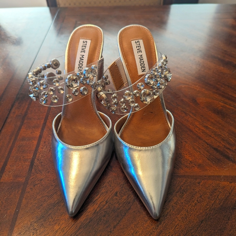 Steve Madden silver stilettos